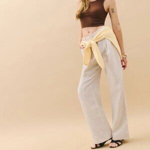 NWT Reformation Alex Linen Mid Rise Cropped Pant